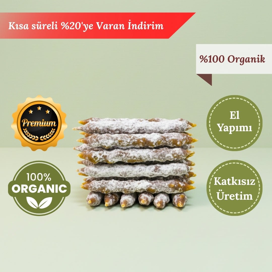 %100 Organik El Yapımı Cevizli Sucuk – Katkısız ve Doğal Üretim (Taze Köy Ürünü) - DAMAK ANTAKYA