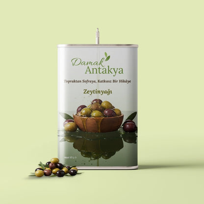 17 Lt Natürel Sızma Zeytinyağı - Kışlık Teneke, Ekonomik Boy, Düşük Asit - DAMAK ANTAKYA